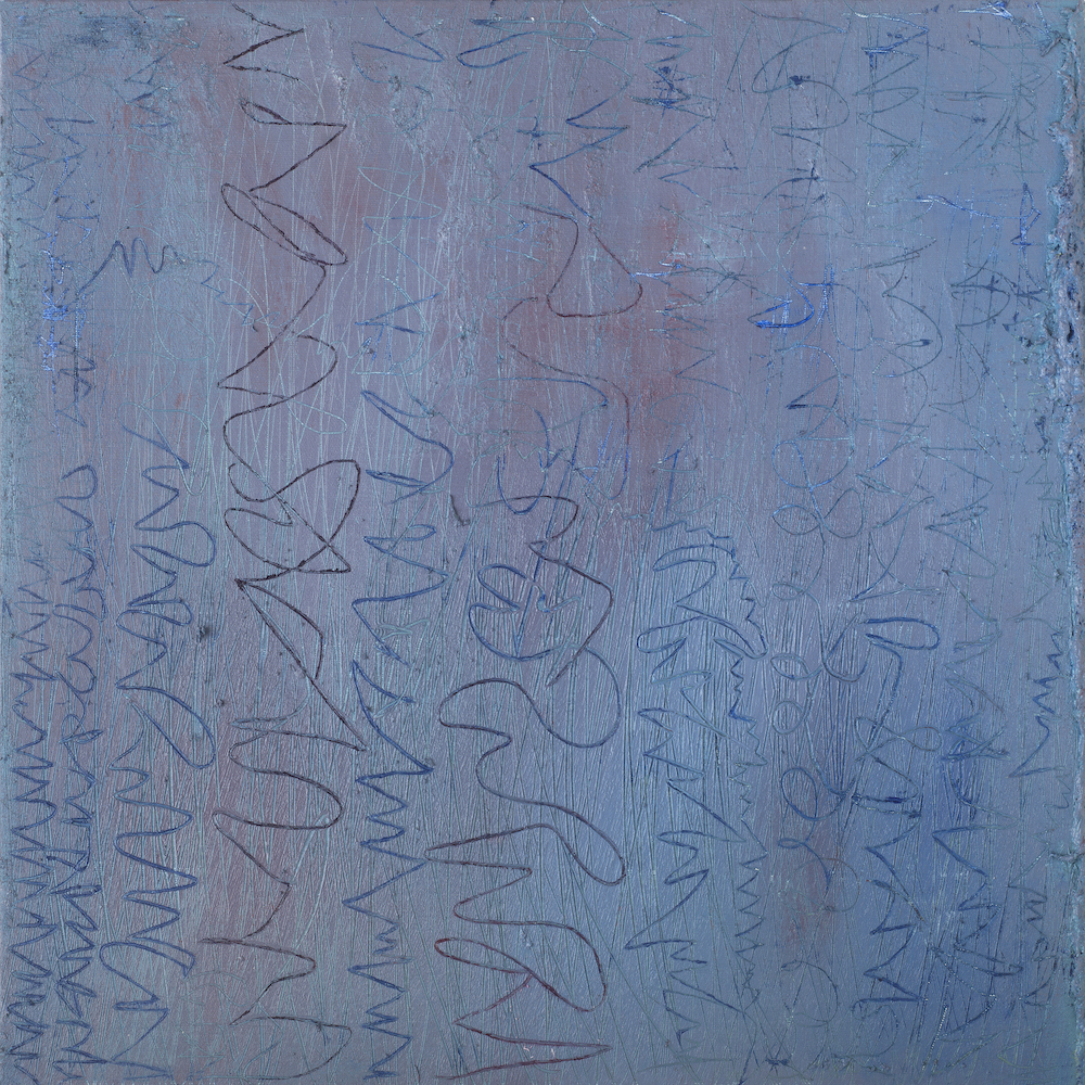 River of Blues, an abstract painting by Ellen Martin, is open to interpretation as a reaction to music or as a rapid flow of water.